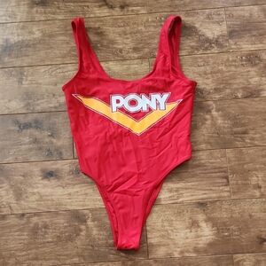 Forever 21 Red Graphic One Piece Swimsuit